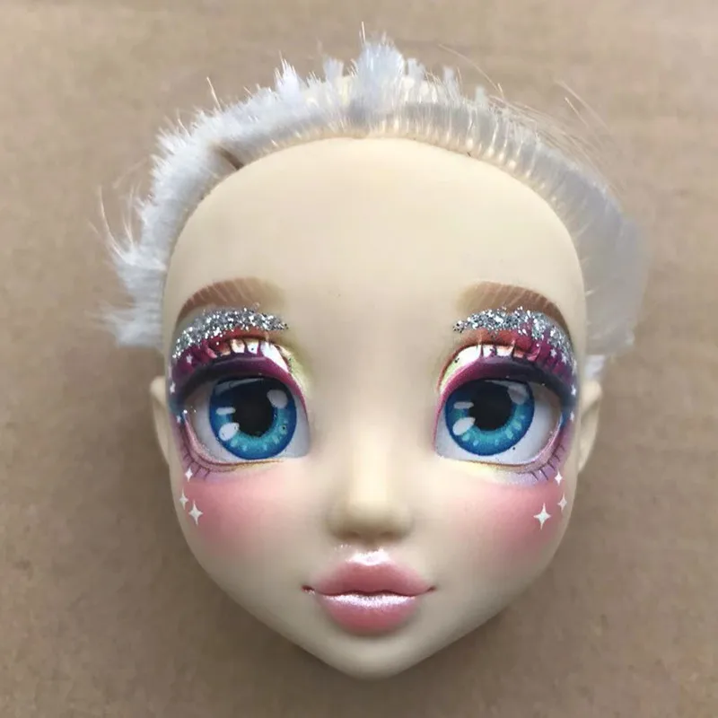 Modrá čierna pleť lesklé okuliare oči hračky pre bábiky Hlava Originálne figúrky bábiky dievča Diy hrací kolekcia Zbierka Doll Doll Doly Eyes Heads hračky