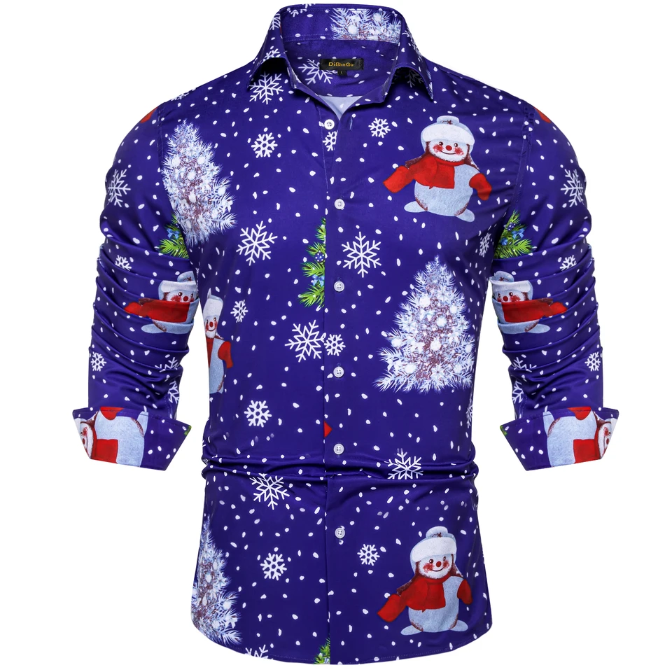 Modré košele pre mužov s dlhým rukávom vianočné muži oblečenia spoločenská večierok Dorm Dress Shirt a Blúzka Veľkoobchod muži darček
