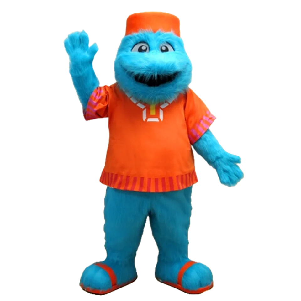 Modré monštrum maskot dlhé vlasy plyšový kostým vysokokvalitný Halloween Monster Téma Anime Cosplay kostýmy mascotte luxusné šaty2084