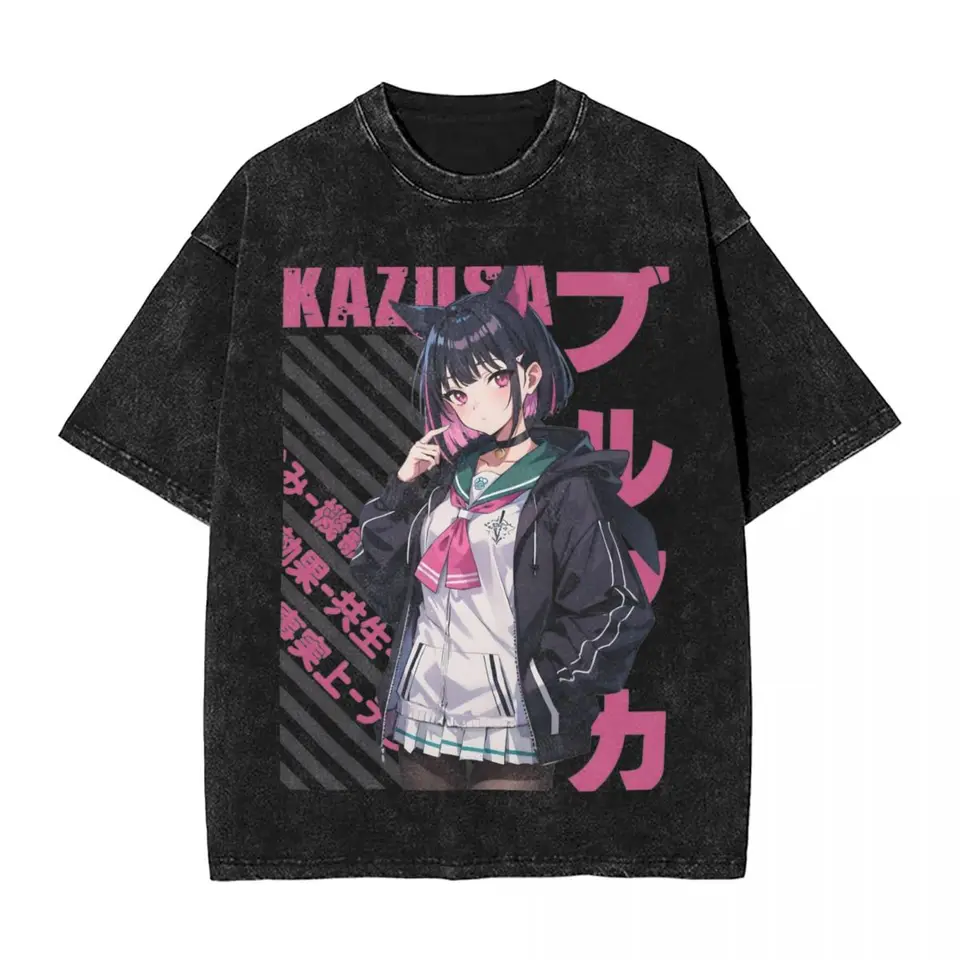 Modrý archív kyouyama kazusa umyl tričko Streetwear Hip Hop Vintage Tričko anime odpaliská pre mužov 100% bavlnená harajuku tlačená