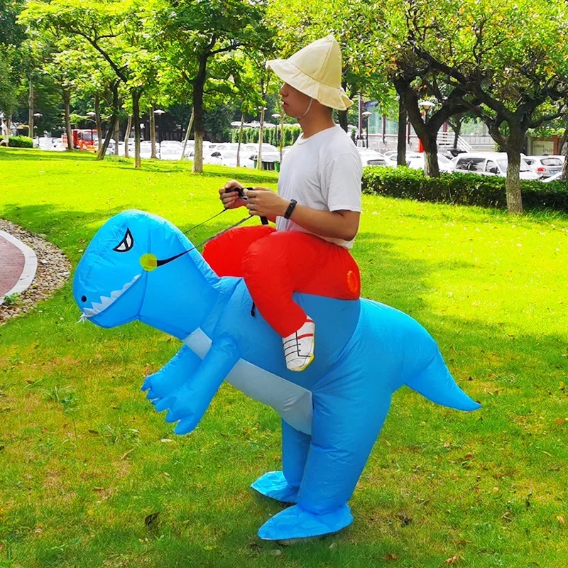 Modrý dinosaurus Dospelý nafukovací odev Halloween Cosplay kostým jazdiť na nafukovacích oblečenia