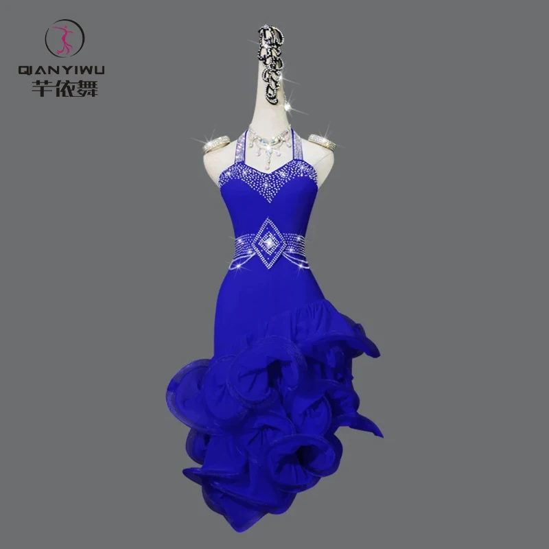 Modrý latinský kostým Prom Party Dress 2025 Dance Dance Sukňa súťaž pre dospelý tanec