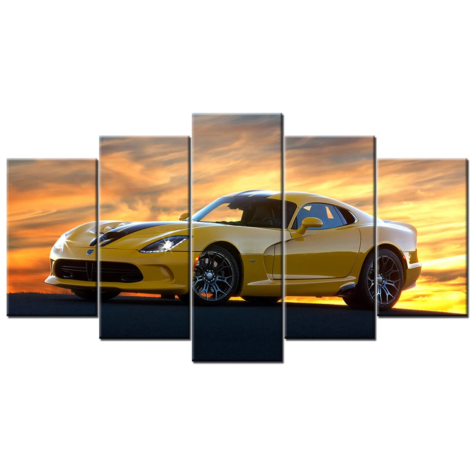 Modulárne obrázky nástenné umenie HD výtlačky 5 kusov Dodge Srt Viper Supercar Canvas maľba domáca nočná nočná dekorácia moderné umelecké dielo plagát