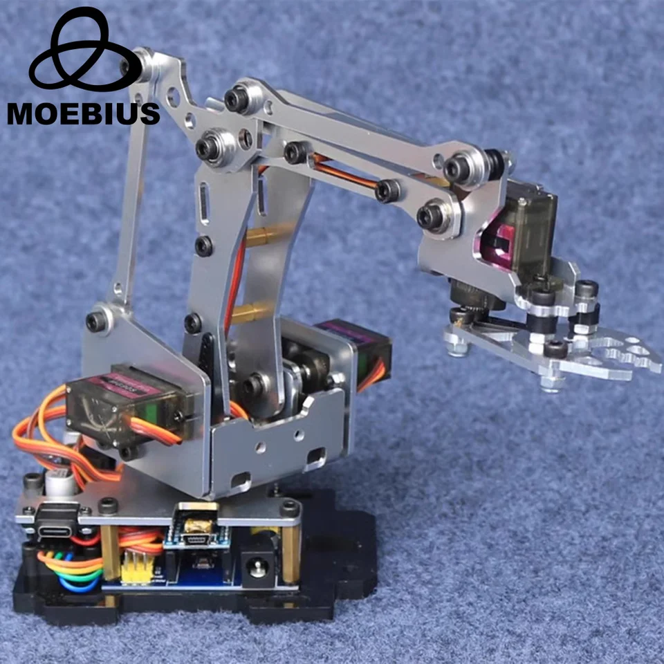MOEBIUS 4 DOF Kovová mearmská súprava robotov so 4 kovovými zariadeniami kompatibilnými s arduino robotickou ramenom DIY Mechanical CLAW CLAMP