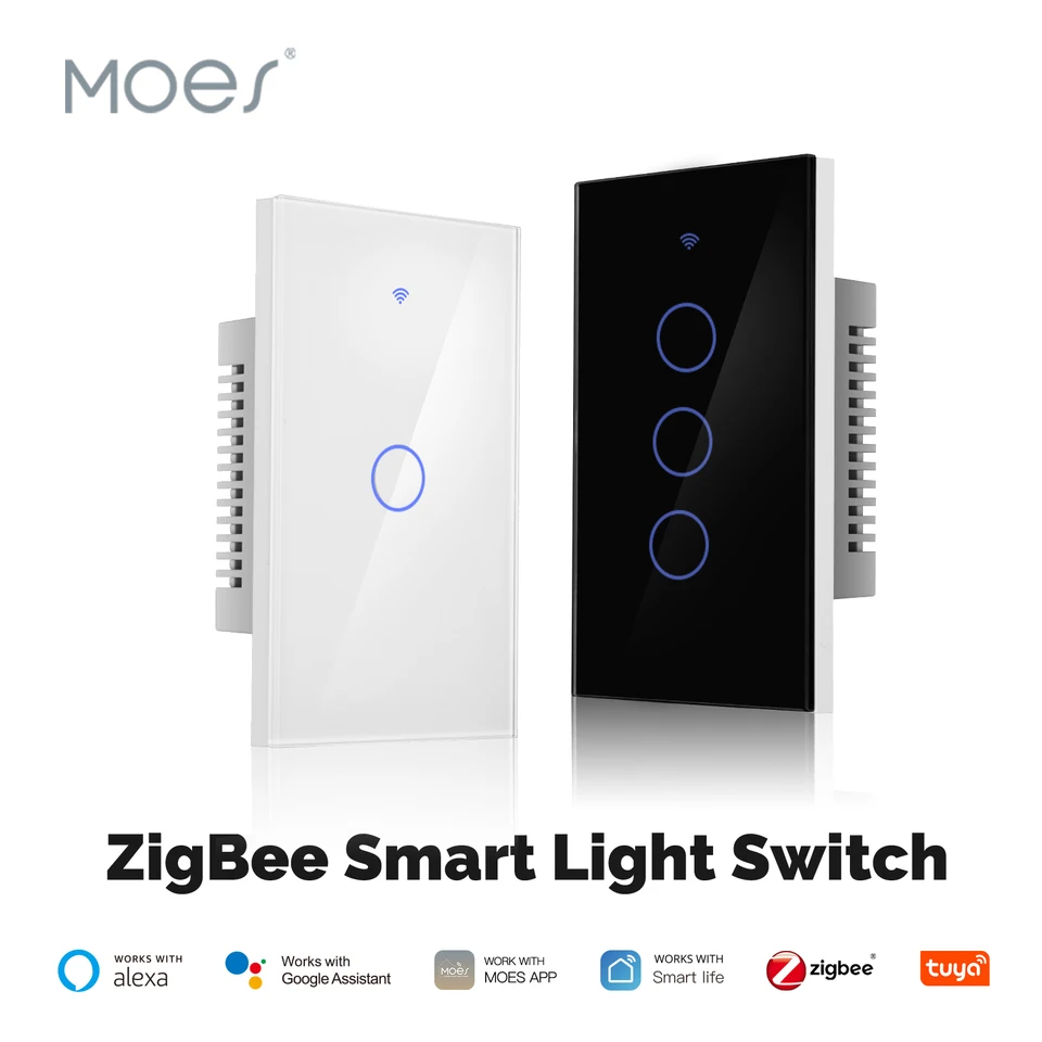 MOES TUYA ZIGBEE SVETOVÝ SPÍNAJTE SPÍNAJÚCI PRÁCE TOCK GLOSE FIREPROUT Neutrálny drôt Vyžaduje diaľkové ovládanie práce s Alexa Google Home