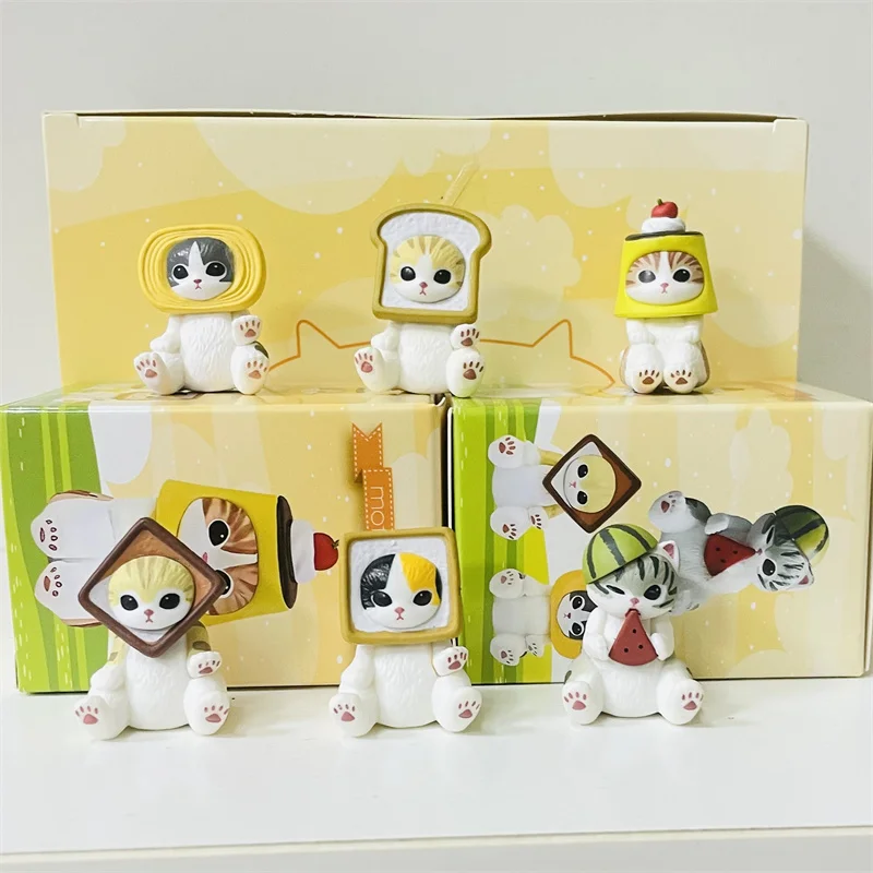 Mofusand Shark Cat Blind Box toast puding chlieb Cat Figures hračky hračky hračky Ozdoby bábiky vianočný darček