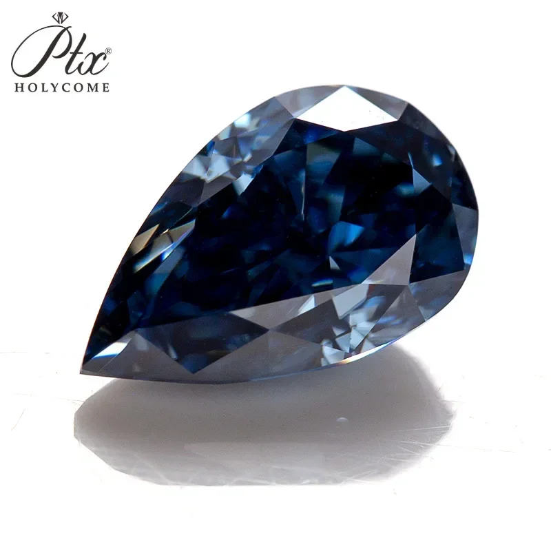 Moissanit Diamond Drhaný ľad rezaný hruška natruálna farba živá modrá modrá horná voľba Gemstone korálky šperky gra tester pozitívne kúzla