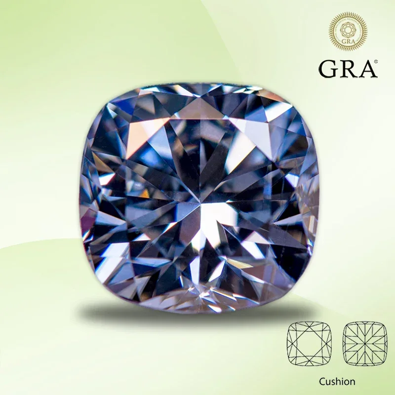 Moissanit Grey Color Square Cushion Cut Charms Gemstone Lab Grown Diamond pre náušnice šperkov s certifikátom GRA