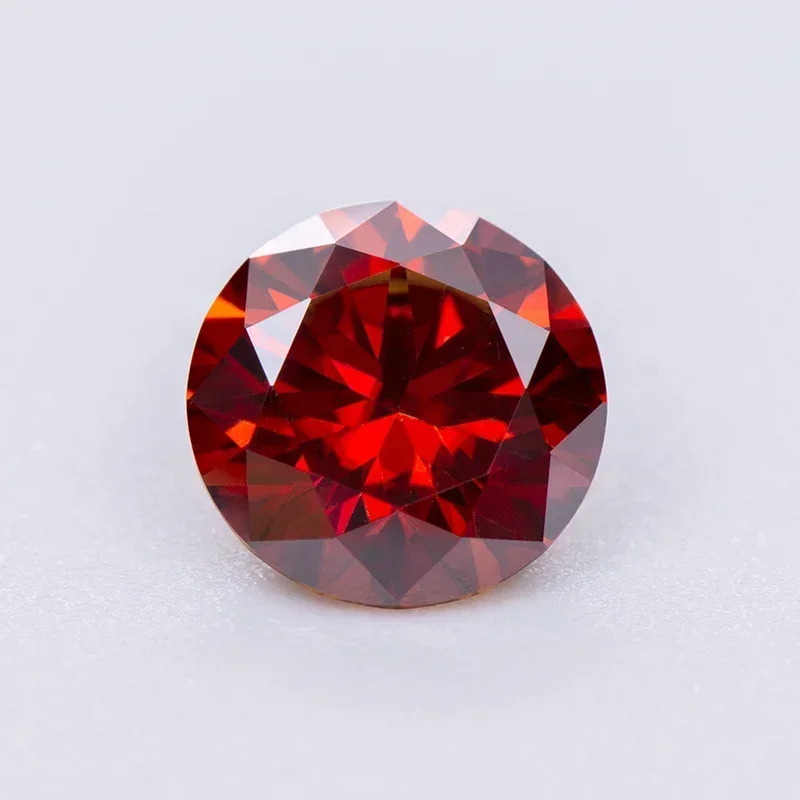 Moissanit Stone Garnet Color Round Cut Lab Grown Diamond pre vlastné šperky výroby šperkov na výrobu materiálov GRA Certifikát
