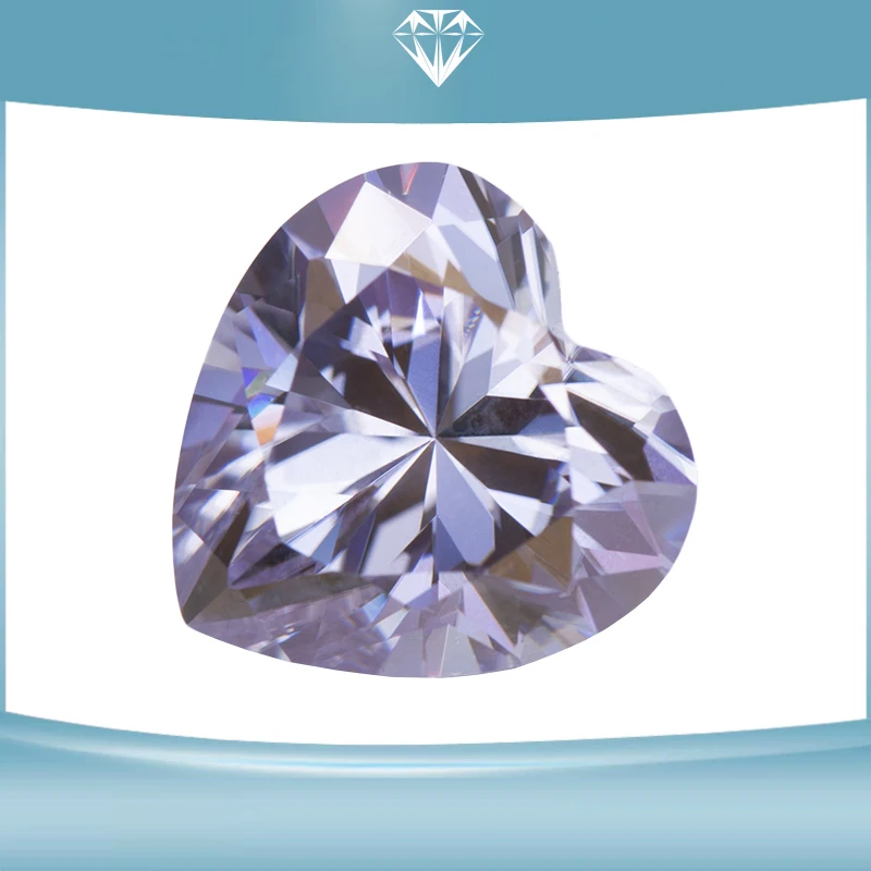 Moissanit Stone Light Purple Color Srdce Lab Grown Diamond Ewelry prešiel diamantovým testerom s certifikátom GRA