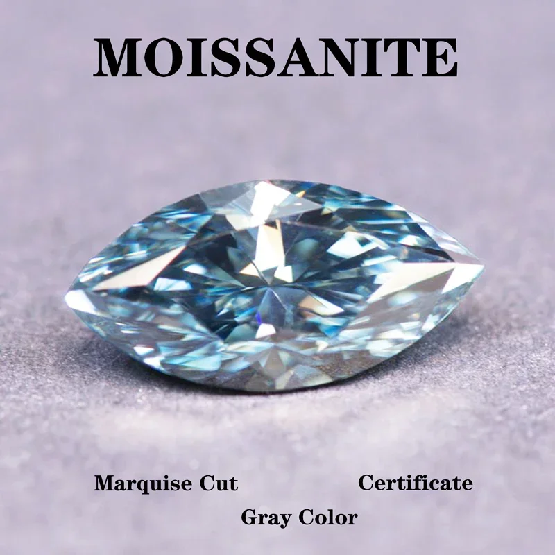 Moissanit Stone Marquise Grey Color kúzla Gemstone pokročilé extrémne lesklé šperky prstene náušnice s certifikátom