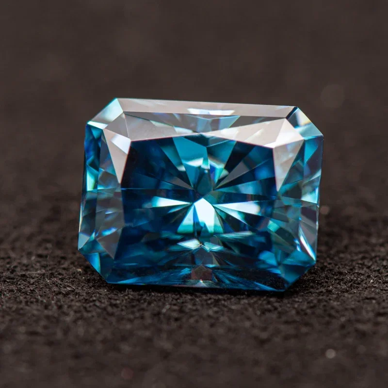 Moissanit Stone Radiant Cut Sapphire Blue Color Lab Grown Diamond for Charms šperky prstene náušnice s certifikátom GRA