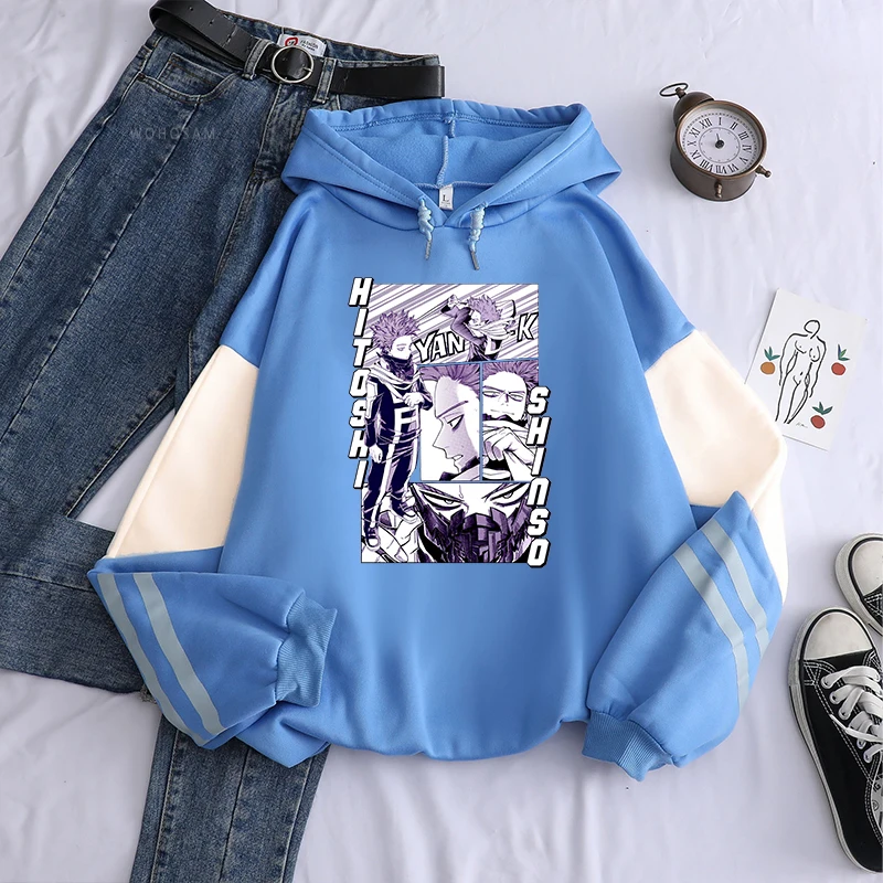 Moja hrdinská akademickú obec Hitoshi Shinso Hoodies Harajuku Patchwork anime oblečenie Nové móda unisex prevýšené dlhú mikinu