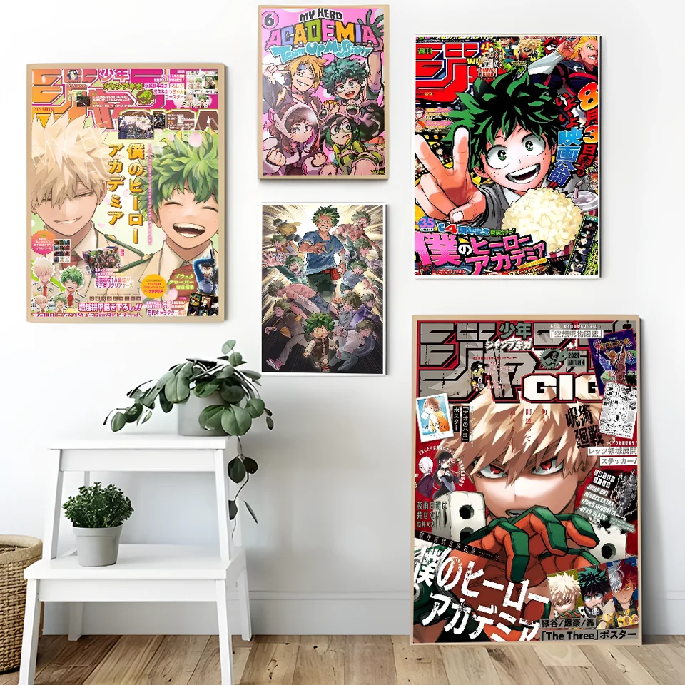 Moja hrdinská akademickú obec Kaminari Denki Classic Anime Anime Plagáty lepivé HD kvalitné nástenné umenie retro plagáty pre domácu izbu Decor Wall Decor