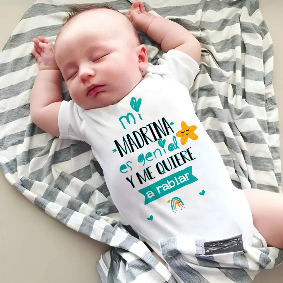 Moja kmotra je skvelá a miluje ma ako bláznivé tlačené dieťa Romper Cute Dojčenská kombinéza vtipná novorodenca s krátkym rukávom BodySuits
