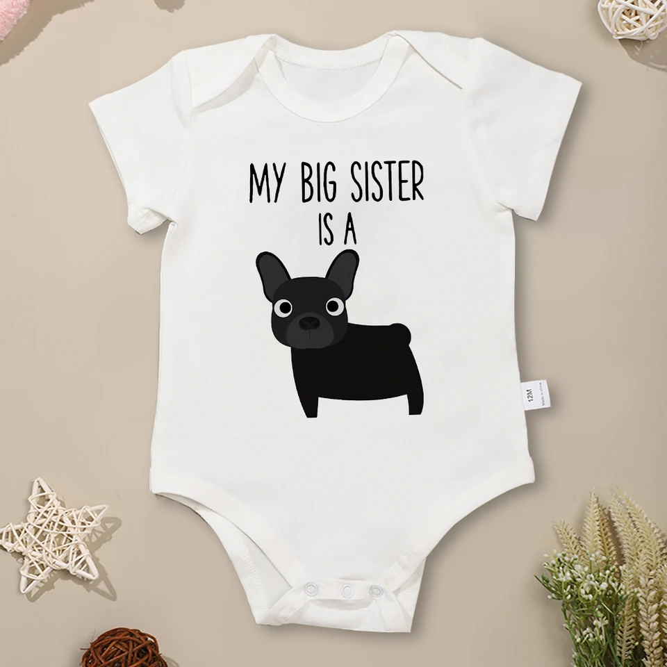 Moja veľká sestra je psom vtipné dievčatko oblečenie letné bavlnené priedušné kombinézy a jednodielne módny trend Ropa de bebe