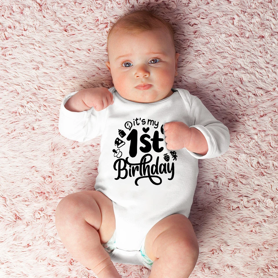 Moje prvé narodeniny BodySuits Body detské oblečenie Kids Hraysuit Narodeninová oslava darček chlapci dievčatá Romper Dojperka zimná módna kombinéza