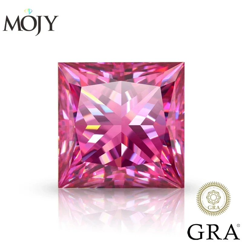 Mojy ružová farba Moissanit Loose Stone Princess Cut 0,5Ct ~ 6ct Gemstone Pass Diamond Tester s certifikátom GRA pre jemné šperky