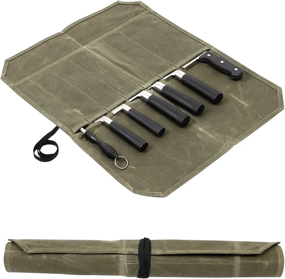Mokrý vosk Canvas Storage Bag Chef Piknik kemping grilovanie kuchyňa prenosná úložná taška šéfkuchár tašku na kader