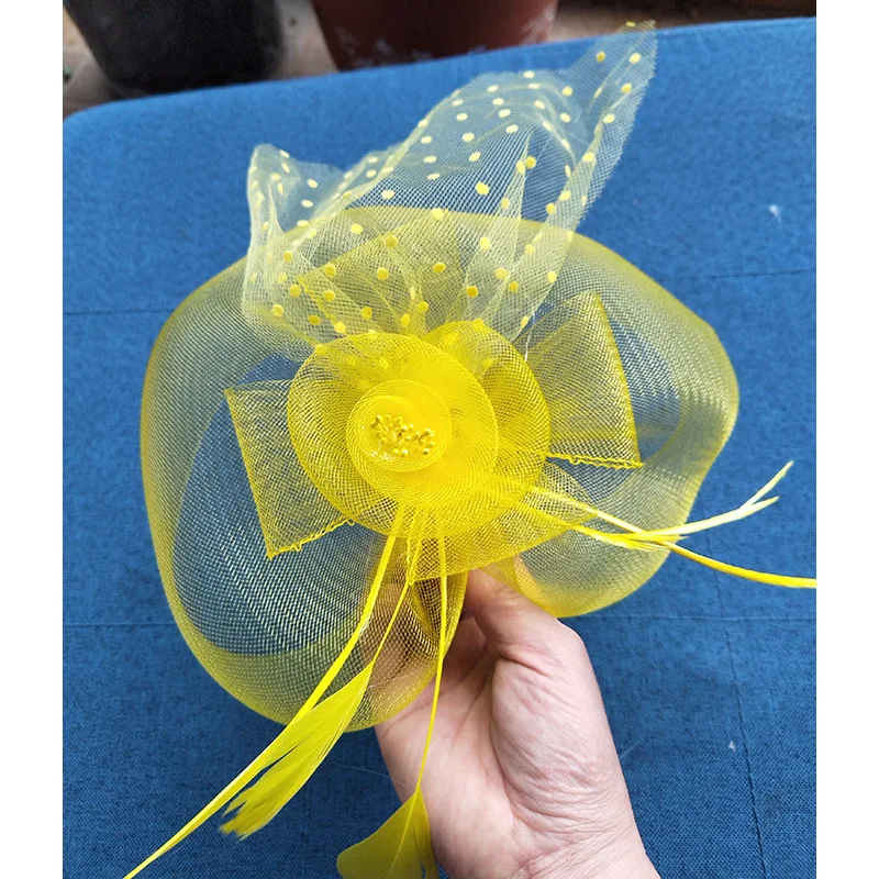 Monalisa 40ks butique sieťové perie banket portrét čelenka ručne vyrobená svadobná klobúková klobúka Kaderové príslušenstvo Fascinator