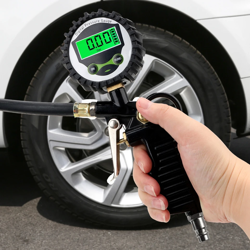 Monitorovanie inflácie manometrom automobilu EÚ EÚ TREE TLAKOVÝ OBLASŤ DIGITÁLNE LCD displej LED podsvietenia Tester vozidla