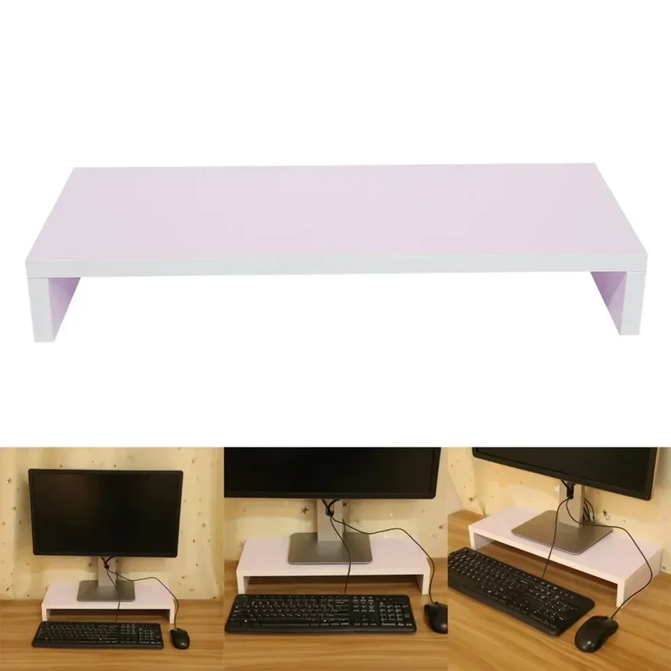 Monitorová výška zvýšenie konzoly, drevené monitorové stojany LED Monitor Monitor stúpač Organizátor Display Rack Purplish White
