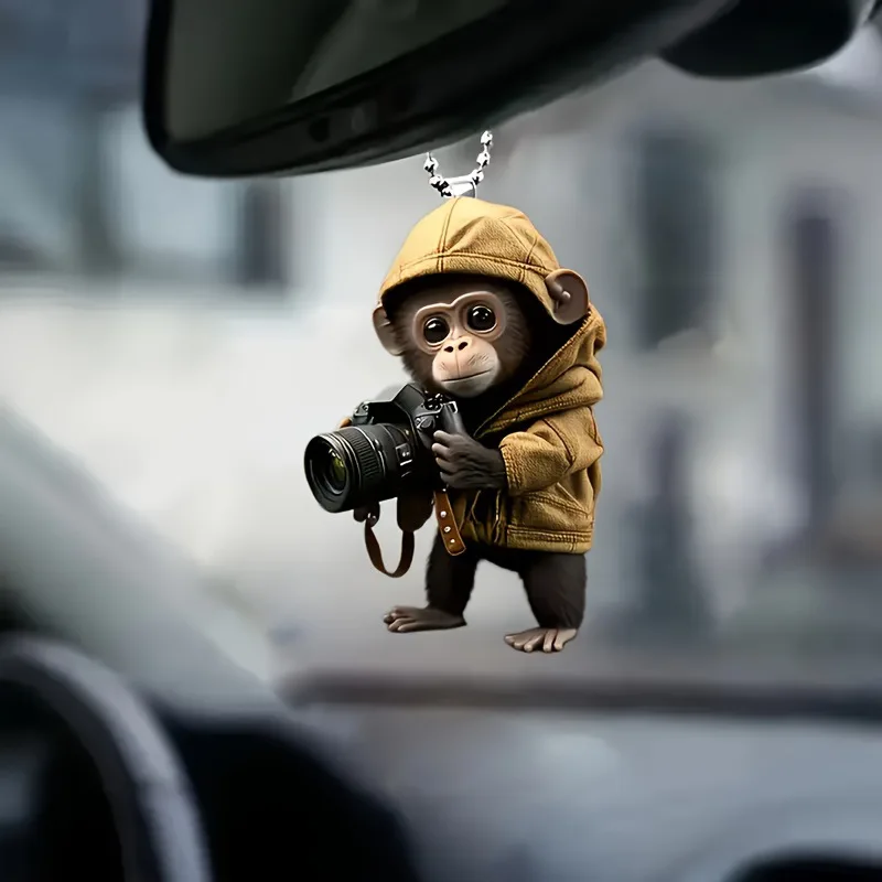 Monkey Keychain Kreatívna karikatúra osobnosť 2D akrylové kľúče auto spätné zrkadlo