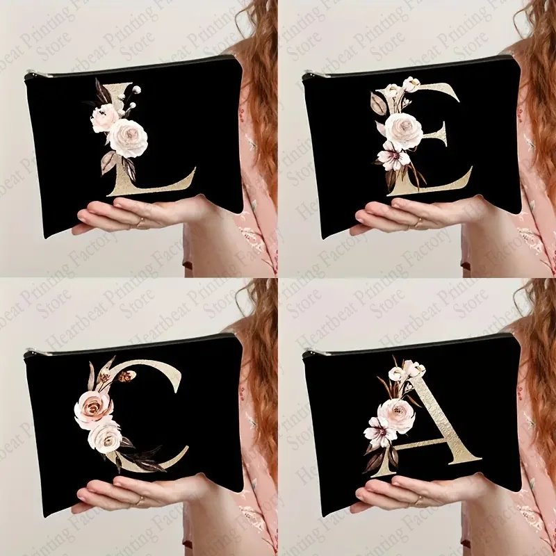Monogram Počiatočná kozmetická taška cestovná taška kvetinový list družička darček dámske dámske dámske make -up tašky bakalárske večierky darčeky