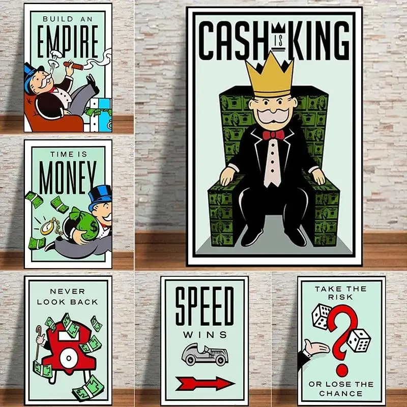 Monopoly Art Time je peniaze Inšpiratívne citácie plátno maľba nástenné umelecké plagáty a výtlačky pre obývaciu izbu Office Home Decor