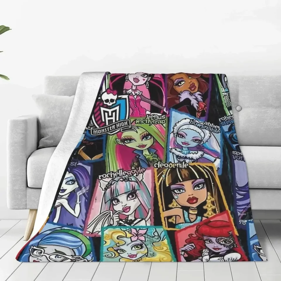 Monster High Draculaura postava pletené prikrývky Flanel Lightweight Hrot Deka pre koberec postele