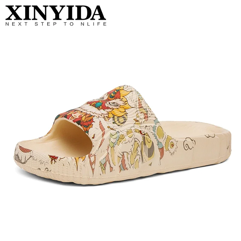 Monster Nian inšpiroval mužov, ktorí prinášajú zvlnené yzy sklíčka skĺznuté na priedušnú chladnú pláž sandálovú sandálu Lightweight Summer pre mužov