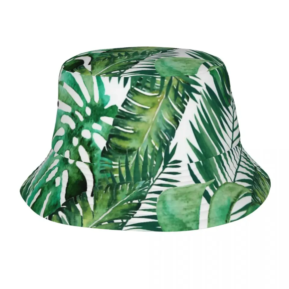 Monstera Banana Palm Leaf Bucket Hats Panama klobúk Deti bobové klobúky Hip hop rybársky klobúky na letné rybárske čiapky unisex