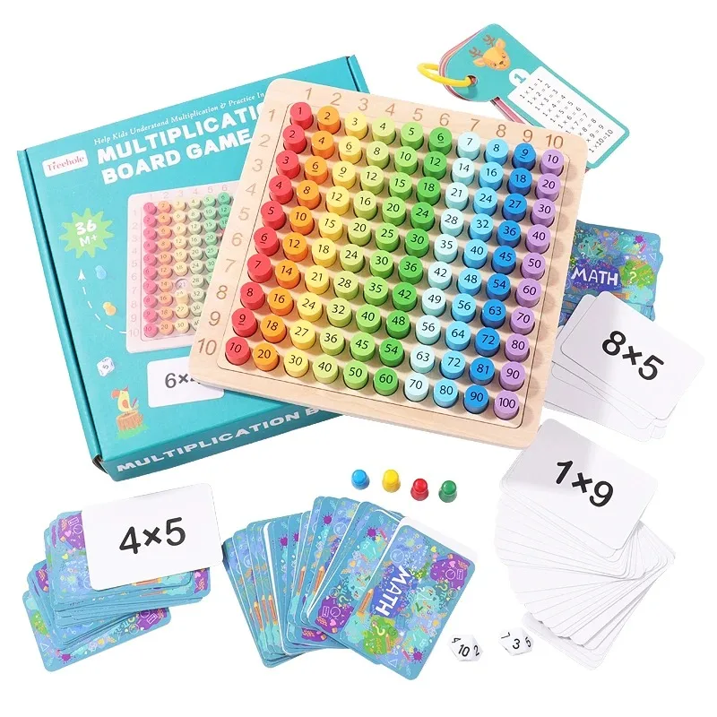 Montessori Vzdelávacie drevené hračky Deti detské matematické hračky 99 Multiplikačný stôl matematika aritmetická výučba pomôcok pre deti dary