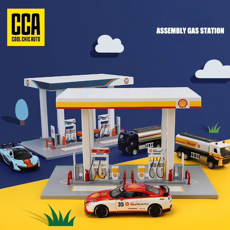 Montáž CCA Montáž shell benzínovej stanice Gulf Oil Plynovú stanicu zliatiny automobilu Model remeselníkov