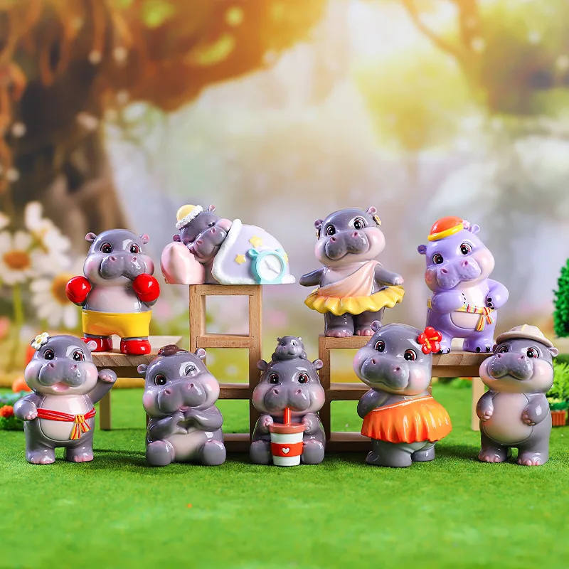 Moo Deng Baby Hippoppotamus Blind Box Cute Hippo Figure Hračky pre deti narodeniny vianočná hračka darček