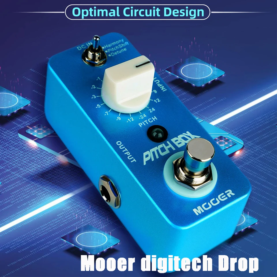 Mooer-Drop Pedal Tuner, 3 režimy efektu, presný tón, posunutie gitary a vokálnych pedálov s 16 voliteľnými parametrami