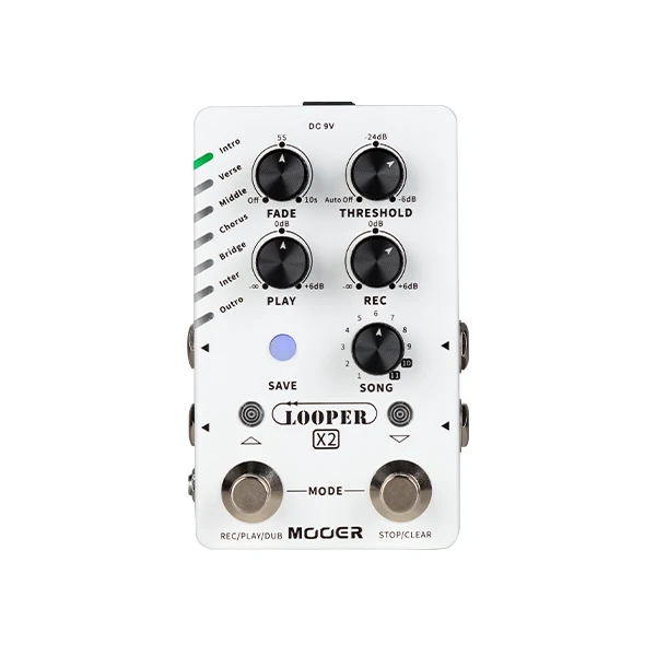 Mooer Looper X2 Dual-Footwitch Stereo Looper Looper Pedal Auto Record Funkcia