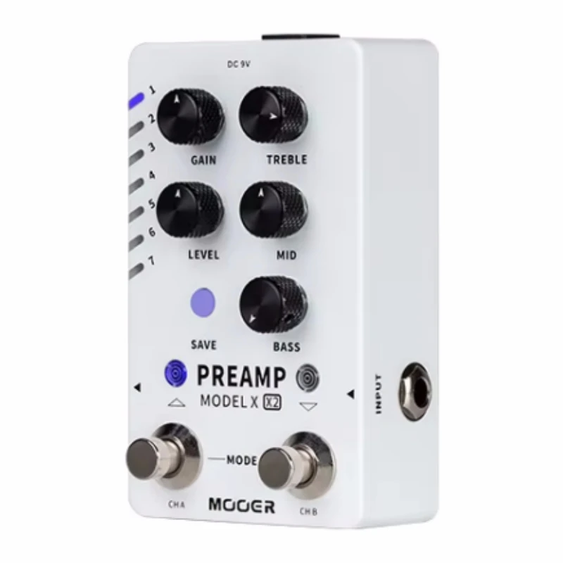 Mooer Preamp Model x x2 predzosilňovač pedálov Digitálna gitarové efekty Pedál so 14 predvolenými uloženými slot vstavanou simuláciou skrinky