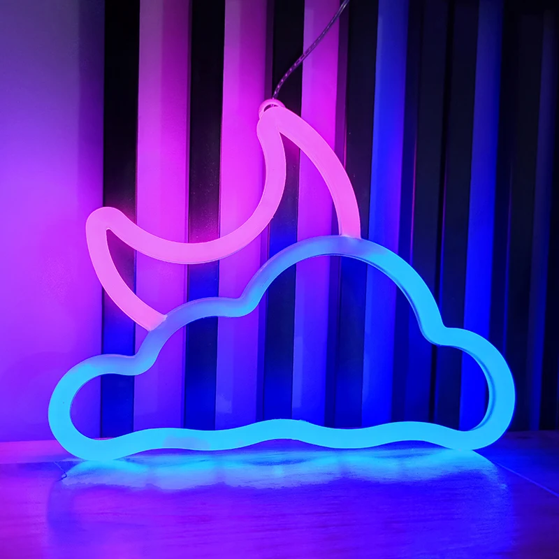 Moon Neon Signs Svetlo, LED atmosférové ​​osvetlenie so základňou, nástenná lampa na narodeniny, párty, miestnosť E-Sports, Halloween, vianočná dekorácia