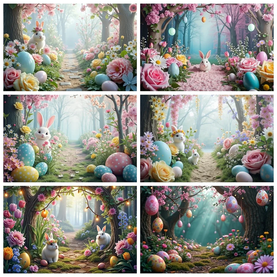 Moon.QG Veľkonočné vajíčko Forest Pozadie fotografovanie králikovej dráhy Party Dekorácia Photozone pozadie Deti Photobooth rekvizity