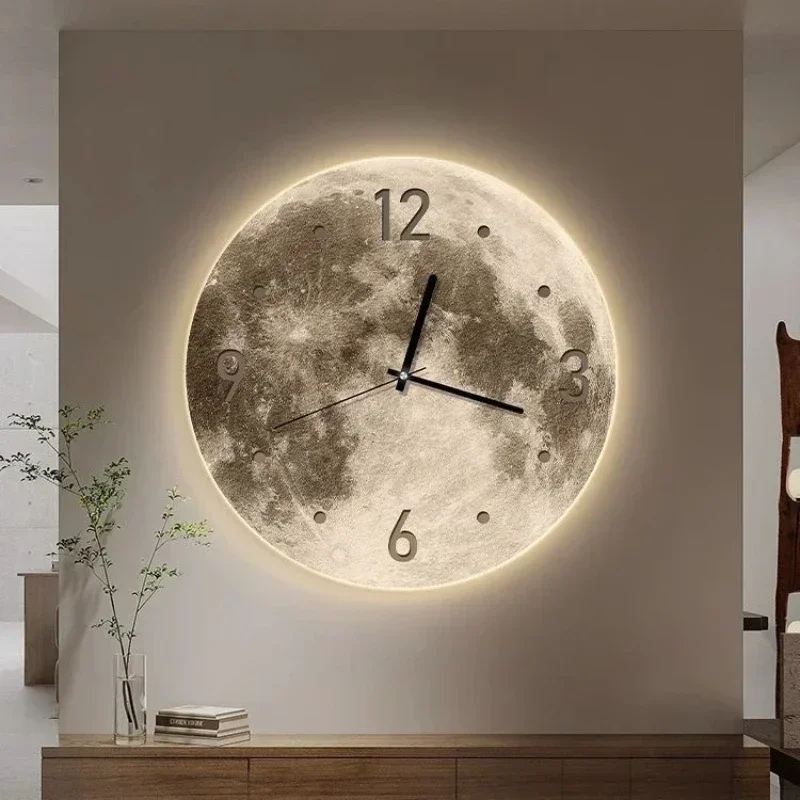 Moon Wall Clock Luxury Hlukless Light Watch Wall Wall Obývacia izba Spálňa Hodiny moderné nové dekorácie dizajn domáci móda