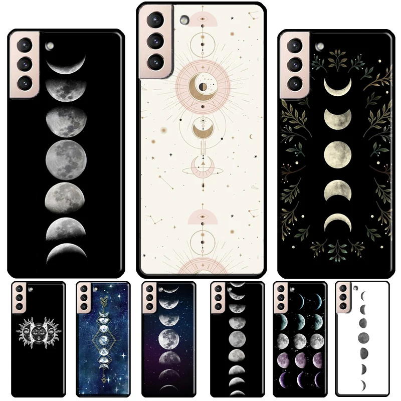 Moonlight Moon Fázy Zem silikónové puzdro pre Samsung Galaxy S21 S20 Fe S8 S9 S10 plus poznámka 10 20 S22 S23 Ultra Coque