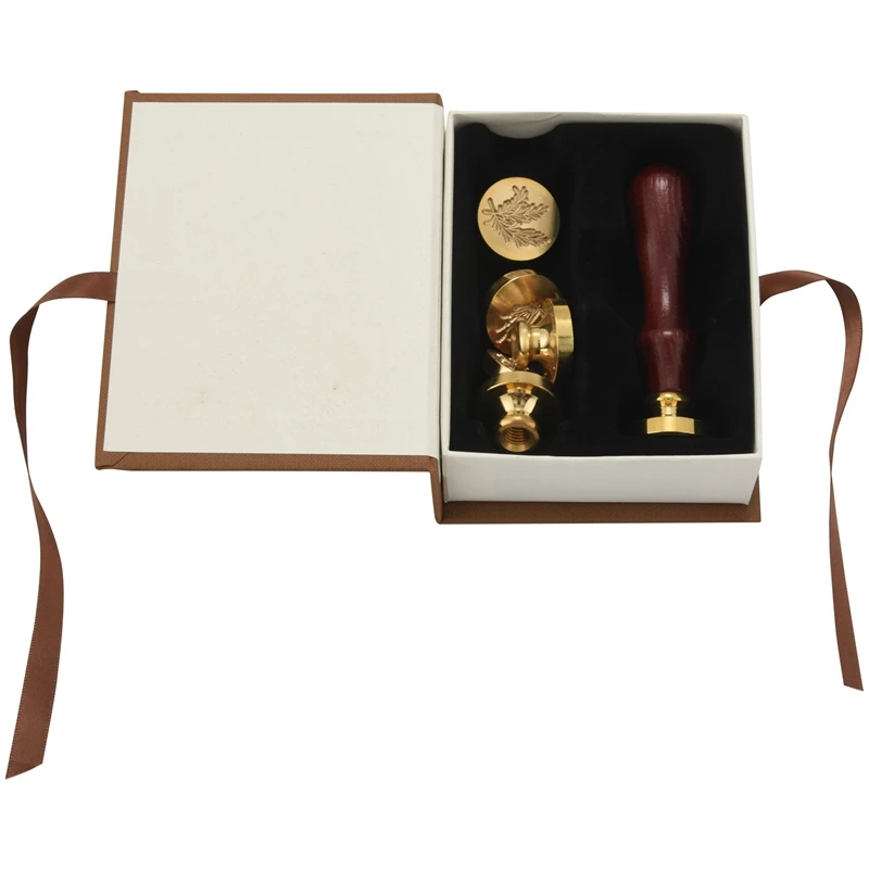 Moorlando Wax Seal Stamp Set, 6ks botanický tesniaci vosk známka mosadzné hlavy + 1pc drevená rukoväť s darčekovým boxom vintage