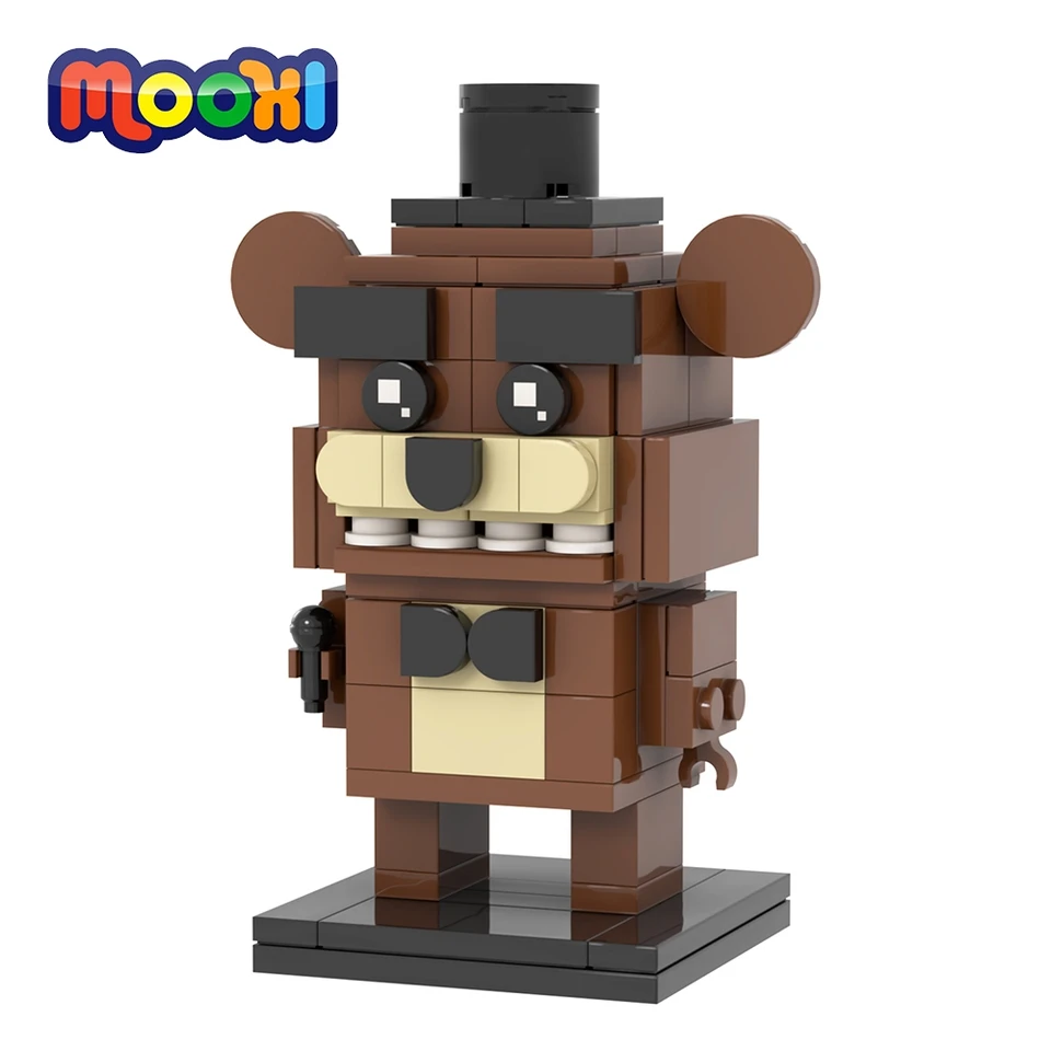 Mooxi hororová hra Obrázok 109pcs MOC Bricks Toy Bear Brickheaded DIY Building Block Block Hračky pre deti pre deti darček k narodeninám MOC7143