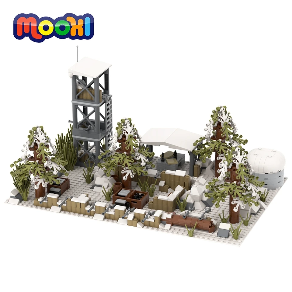 MOOXI Vojenské bojisko Set MOC Bricks WW2 Snowfield Jungle Wars Scene Kompatibilné akčné figúrky stavebné bloky Hračky MOC5077