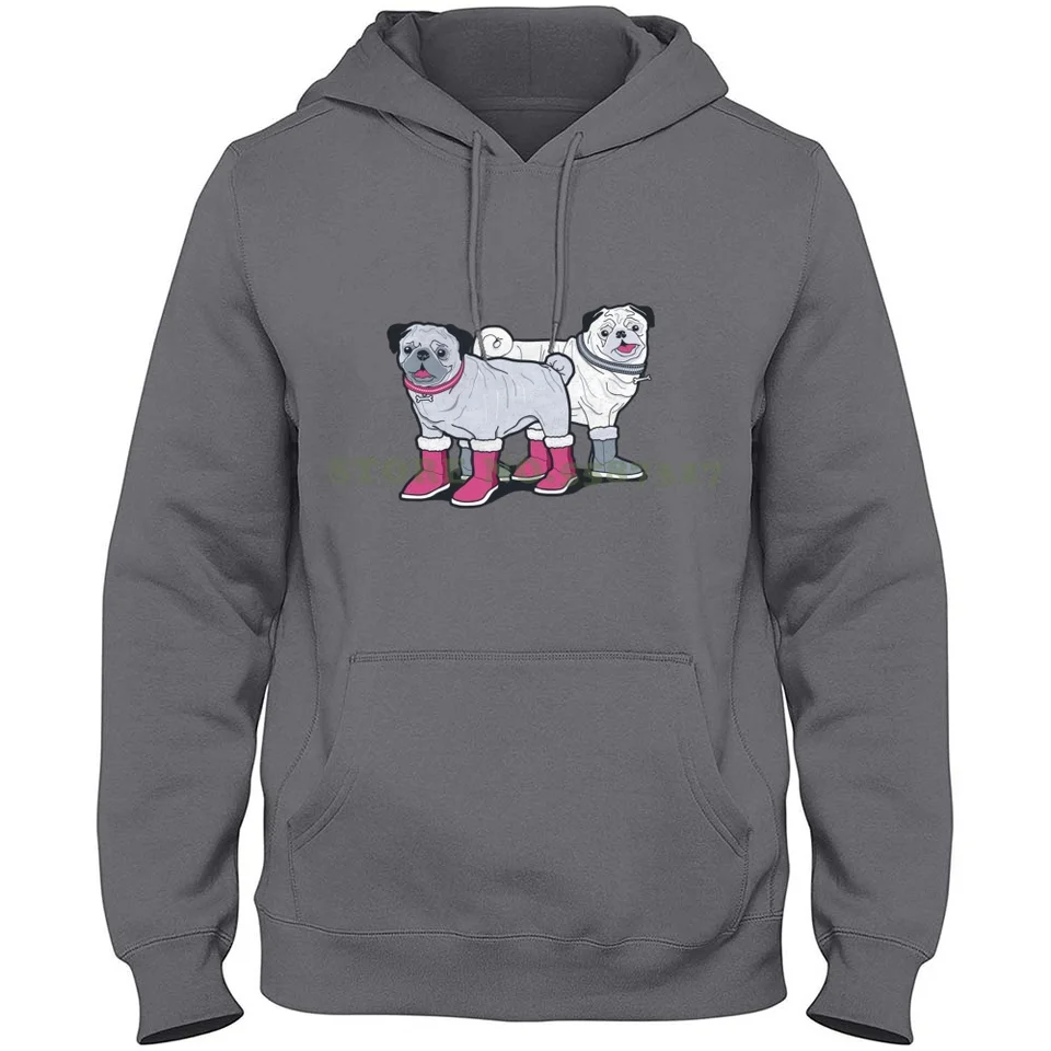 Mopsy v uggs 100% čisto bavlnená kapucňa tričko Puggs not uggs mops mops u psov psov uggs psa v topánkach mops