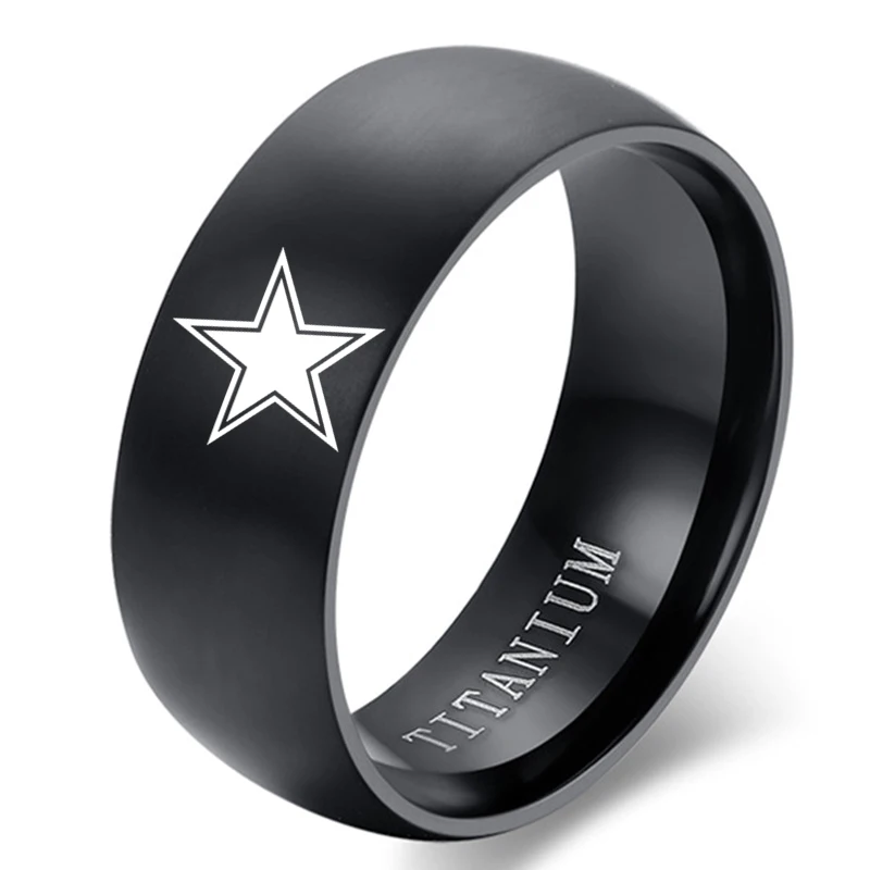 Moreear 8 mm čierny titánový prsteň Dallas Cowboys pre mužov a ženy