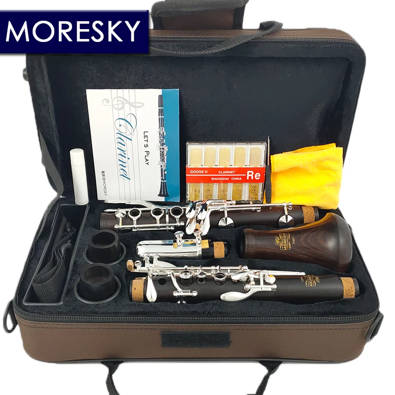 Moresky klarinet bb drevené ebony strieborné 17 kľúče grenadilla Sib Klanet M601
