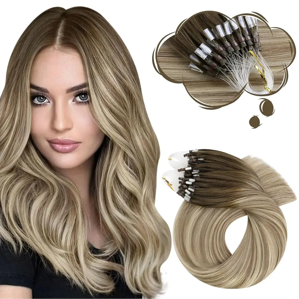 Moresoo Micro Link predlžovanie vlasov ľudské vlasy BALAYAGE 1G/1S MICRO LOOP HUMNOVANÉ VLASTNÉ VLASTNOSTI OMBRE MICROLINK HLASY Predlžovanie vlasov