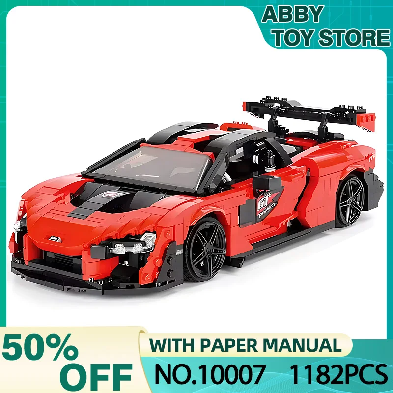 MORS KING 10007 Techincal Building Blowing Blocks Red Senna Sports Car Bricks Puzzle Hračky Hračky vianočný darček pre chlapcov